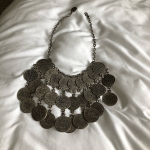 Bohemian tribal silver necklace